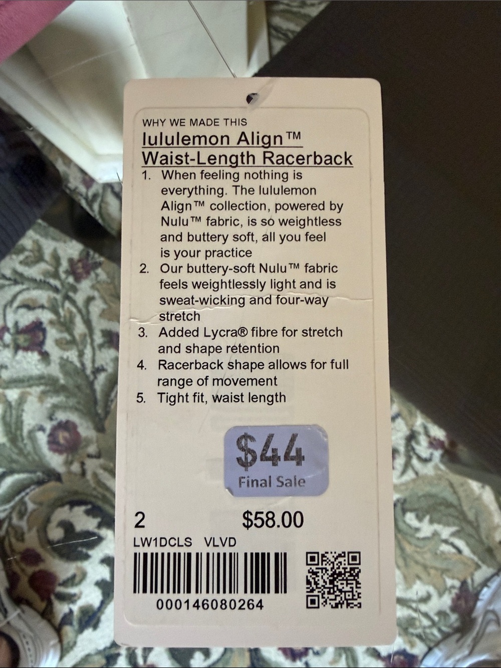 lululemon athletica Girls' Racerback Tank Top - Light Pink - Picture 3 of 4